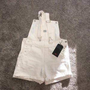 White Levi Overalls shorts